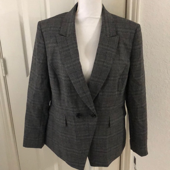 Tahari ASL Petite Double-Breasted Plaid Jacket - Picture 4 of 6